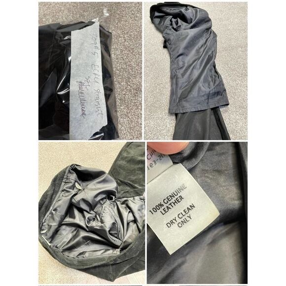 Ecru Leather Straight Leg Pants Women sz 6 black 100% leather half Lined trouser - Picture 11 of 12